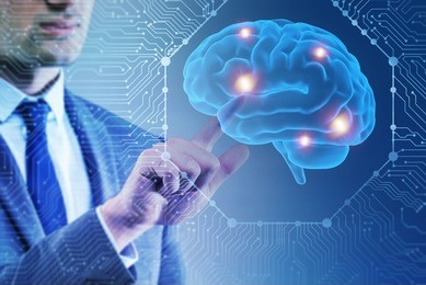 businessman in artificial intelligence concept