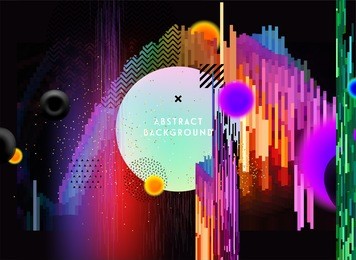 dark poster with modern glitch and memphis elements.