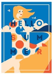summer holiday and summer camp poster.