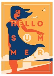 summer holiday and summer camp poster.