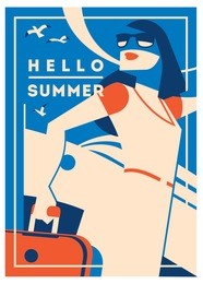 summer holiday and summer camp poster.