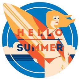 summer holiday and summer surf camp poster.