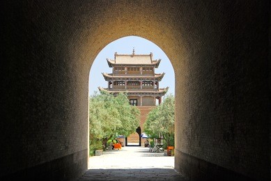 tower of jiayuguan castle, the last fortress of the great wall of china. gansu province china