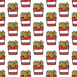 seamless doodle pattern. french fries. vector illustration