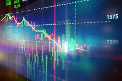financial stock market graph on technology abstract background 