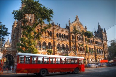 chhatrapati shivaji, the former victoria terminus - a historical railway station in the indian city of mumbai, one of the busiest in india.