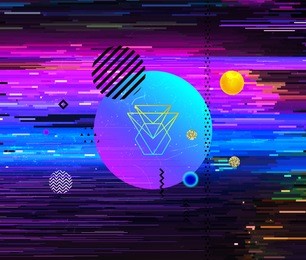 retro video cassette glitch effect. modern chaos illustration with data concept elements. poster for party invitation.
