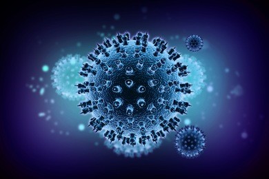 3d rendered  herpes virus isolated on colour background