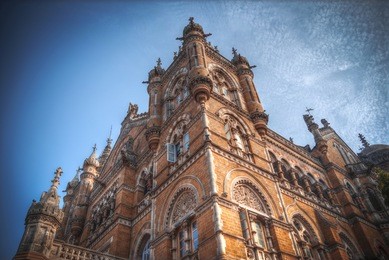 chhatrapati shivaji, the former victoria terminus - a historical railway station in the indian city of mumbai, one of the busiest in india.