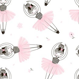 cute ballerina seamless pattern
