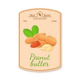 vector peanut nut oil lable. composition of filbert nut. design of a sticker for jar walnut nut oil, peanut nut butter. sticker in retro style with texture for your design.