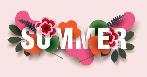 summer. composition with flowers, leaves and abstract elements. design for your poster, banner, flyer. vector.