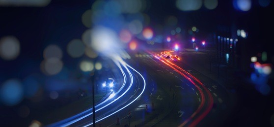 abstract blur city night traffic background.,colorful light trace from night traffic 