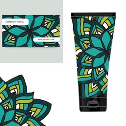 cream tube pattern with mandala.  