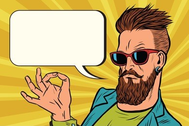 ok okay gesture hipster. pop art retro vector illustration