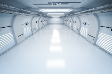 3d rendering indoor clean and empty tunnel factory 