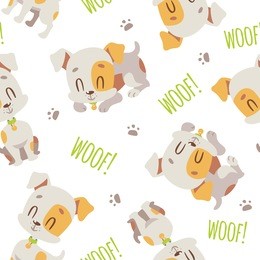 vector cartoon jack russell terrier seamless pattern