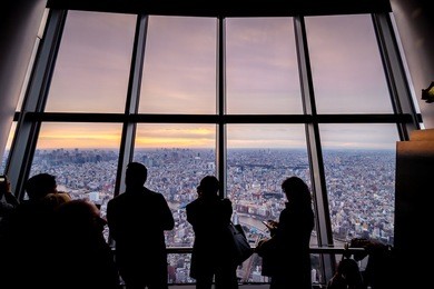 sunset landscape of tokyo from sky tree