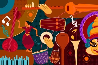 vector illustration of abstract music collage background
