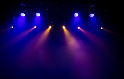 scene, stage light with colored spotlights