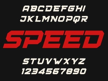 speed geometric decorative font modern design bold letters and numbers vector abc