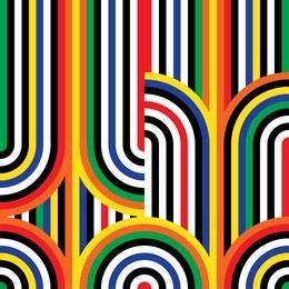 abstract vector seamless op art pattern. colorful disco ornament.