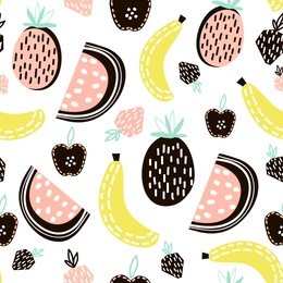 exotic fruit seamless pattern. great for kids fabric, textile, vector illustration