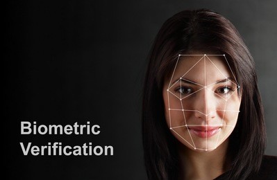 biometric verification - woman face detection, high technology