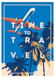 time to travel and summer holiday poster.