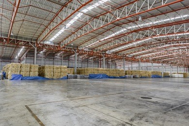 warehouse storage with cargo waiting for shipment