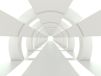 bright white corridor or tunnel 3d render