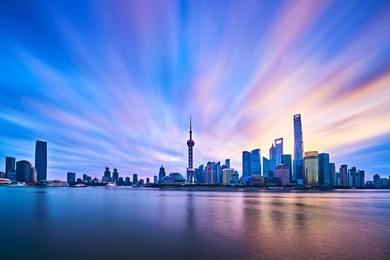 china shanghai skyline sunrise