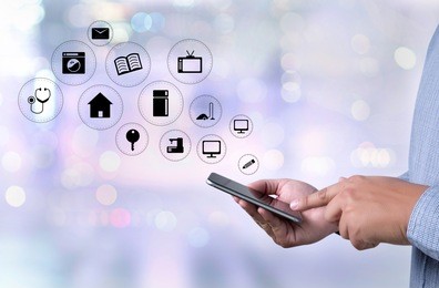 business people use technology e-commerce internet global marketing purchasing plan and bank concept