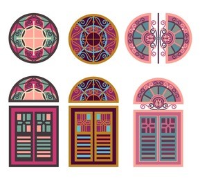 a set of classic windows. pattern with a vintage windows.