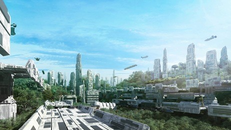 3d rendering scifi lost city in the jungle in the future