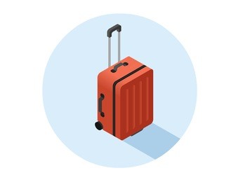vector isometric illustration of red suitcase, baggage icon 