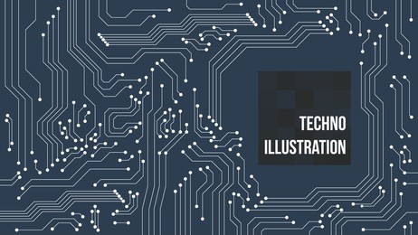 circuit blue green board background with text. vector illustration