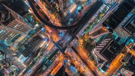 transaction beautiful road top view at night traffic