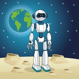 robot android earth space moon