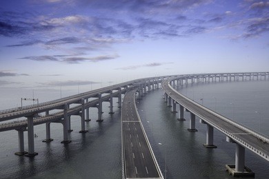 china dalian, cross the sea highway overpass, xinghai bay bridge