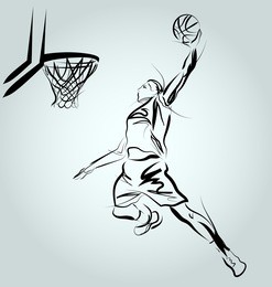 vector line sketch of a basketball player