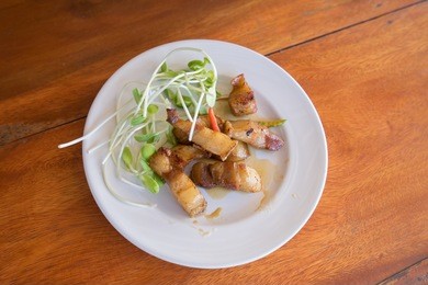 streaky pork fry the yard thai food