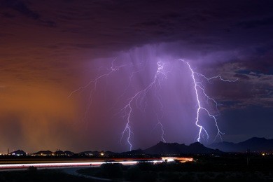 monsoon thunderstorm with lightning
