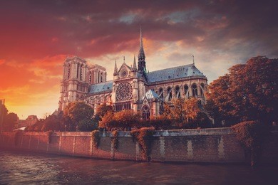 sunset notre dame de paris. france. europe