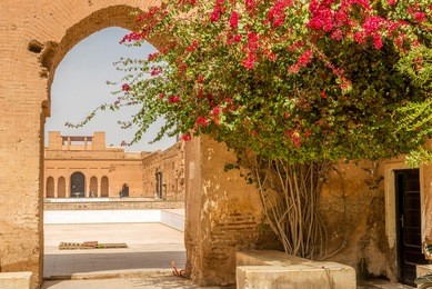 gate in ruins of el badi palace in marrakesh - morocco