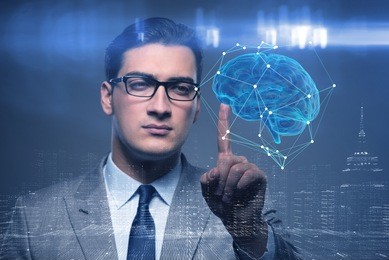 businessman in artificial intelligence concept