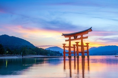 miyajima, the famous floating torii gate in japan.