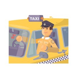  taxi driver sitting in car flat vector illustration