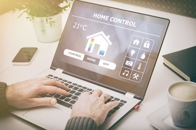 home smart system automated connection control monitoring laptop house 