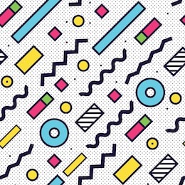 seamless pattern in 90 80 style with simple geometric elements shapes